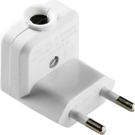WEBMATEL Clavija Trasmueble Acodada Bipolar Macho 10A 250V IP20 2300W Blanco (1/4)