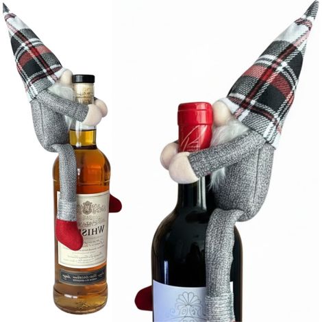 Décoration de porte-bouteilles, idée cadeau de Noël, gnome, Père Noël, nain (1/5)
