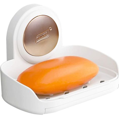 Porte-Savon Ventouse - Sans Perçage - Auto-Drainant - Pour Douche Baignoire Évier Cuisine - 5,6 x 4 x 3,8 Pouces - 1 Pièce