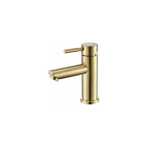 – Robinet de lave-mains en acier inoxydable or brossé – Mitigeur chaud et froid – Vanne en céramique – Débit doux et silencieux (1/5)