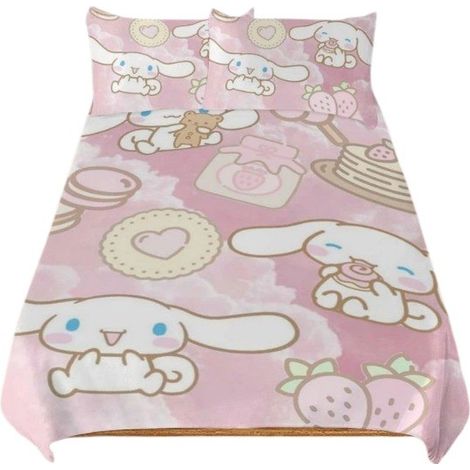 Parure de lit 3 pièces Cinnamoroll, motif kawaii, microfibre chaude, 200 x 200 cm (une, deux ou king size). (1/5)