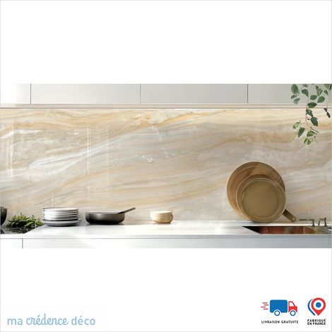 Crédence : Marbre de Candelo - Couleur Beige ivoire - Alu composite - 120 - 60 (1/3)