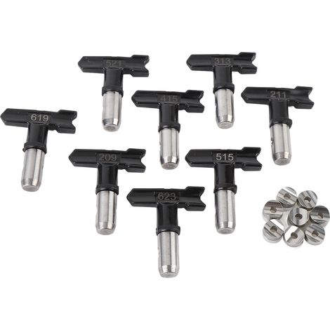 Lot de 8 embouts pour pistolet airless 209 211 313 415 515 521 619 623 noir (1/5)