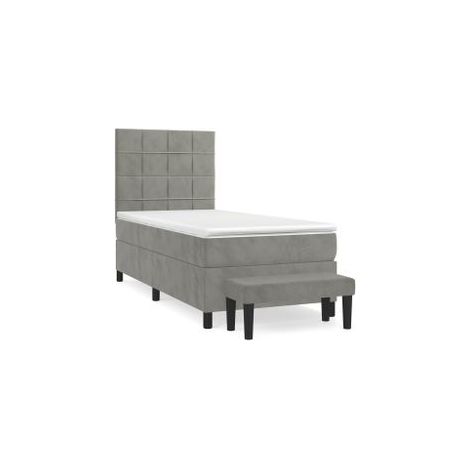 Sommier à lattes de lit et matelas Gris clair 80x200 Velours (1/5)