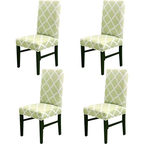 Set of 4 or 6 universal stretch chair covers for dining room, wedding, banquet, party decoration (green, set of 4) (1/5)