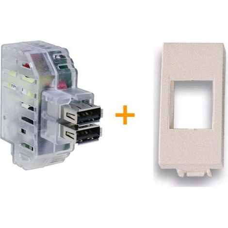 Fanton caricatore doppia presa USB AA 5V 2,4A Compatibile Bticino Light Bianco