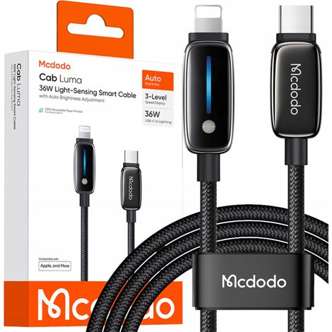 Cable cargador Mcdodo USB-C para iPhone con carga rápida Lightning de 1 m LED