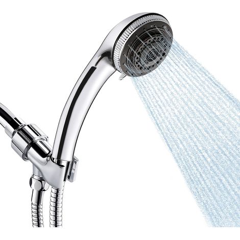 Shower Head, 7 Functions Shower Head with Shower Hose, Water Saving Shower Head with Rain Shower Head Holder and Hose (1.5M) (1/5)