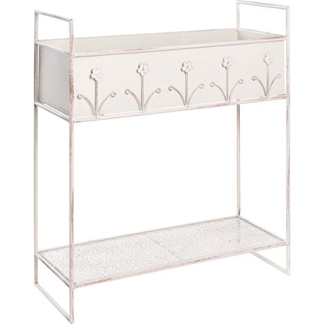 Jardinera elevada macetero de metal para interior y exterior con soporte 62 x 25 x 70 cm hierro beige Lupine (1/5)