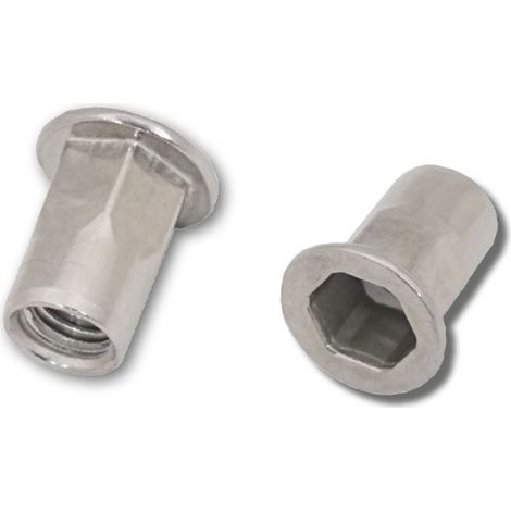 Jrp Riveting Products M6 x 15.5 A2 St.Stl Flat Head Rivet Nuts Box of 500 (1/2)