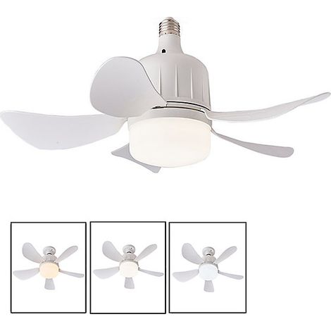 Plafonnier avec ventilateur, 3 couleurs réglables, E27, convient à un usage domestique et commercial,120x115x180mm (1/4)