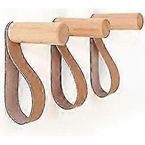 Crochets muraux en bois, lot de 3, pouvant servir à suspendre serviettes et manteaux. (1/5)