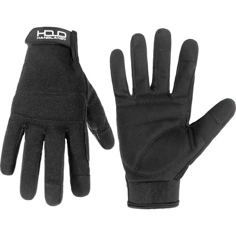 Gants légers, flexibles et confortables, gants absorbant les chocs pour écran tactile, tout noir, L (1/5)