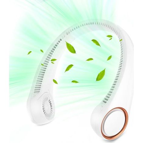 Ventilatore da collo portatile senza pale, flusso d'aria a 360° per un utilizzo a mani libere, batteria da 4000 mAh (autonomia da 3 a 16 ore), ricaricabile tramite USB, 3 livelli di velocità: ideale p (1/5)