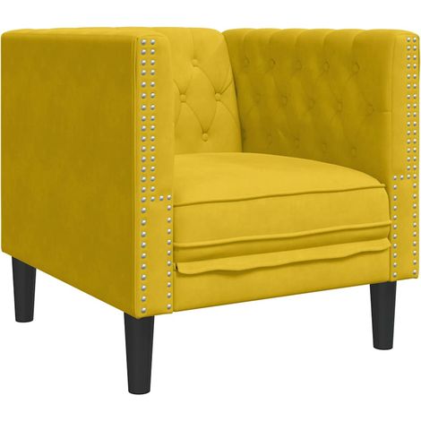 Fauteuil relax Fauteuil Chesterfield jaune velours (1/5)