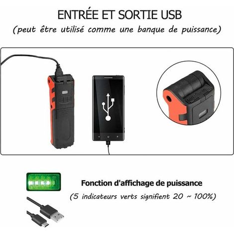 Lampada da lavoro ricaricabile tramite USB, torcia COB, lampada di ispezione a LED con base magnetica per campeggio, emergenza (1 pezzo) (1/4)