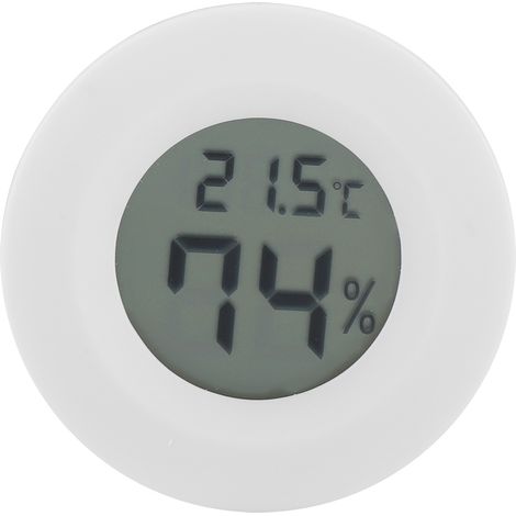 Mini thermomètre numérique LCD rond pour reptiles et animaux de compagnie d'intérieur (blanc) (1/5)