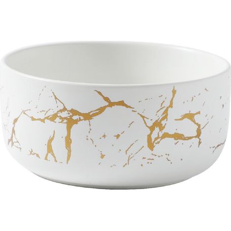 Bol à céréales en porcelaine - Aspect marbre - Bol à glace, à soupe, à dessert, à salade, à fruits, à sauce - Bol pour soupe, salade, céréales, flocons d'avoine, glace, yaourt (blanc, 800 (1/5)