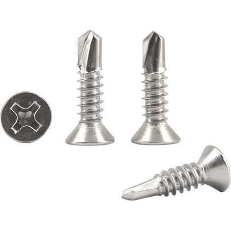 Lot de 200 vis auto-perceuses à tête plate Phillips M4,2 x 25 mm en acier inoxydable 304 (1/5)