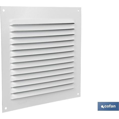 Grille de ventilation en aluminium blanc avec moustiquaire, 15 x 15 cm et 0,6 mm d'épaisseur