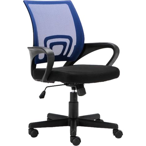 Fauteuil de bureau sur roulettes hauteur réglable en maille de filet de nylon bleu 100002501