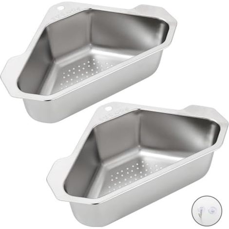 [JAMAIS UTILISÉ]2 Pièces Panier de Filtration D'évier Multifonction, Panier Triangulaire pour Filtre D'évier, Étagère Vidange D'éVier en Acier Inoxydable, pour Filtrer Déchets Alimentaires et Laver Le (1/5)