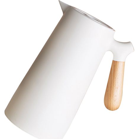 Vakuumisolierter Wasserkocher für Tee, Wasser und Kaffee, mehrschichtige Glasauskleidung, weiß, 1 l, ideal für Zuhause und Camping. (1/5)
