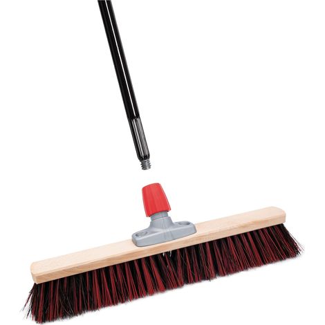 Balai de rue Novaliv avec manche 60 cm Poils Arenga-Elaston avec ensemble de balais noirs composé d'une pelle à poussière et d'une balayette Idéal