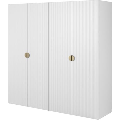 Selsey Moonir - Kleiderschrank 4-türig mit Kleiderstange und Schubladen, 200 cm, weiß (1/5)