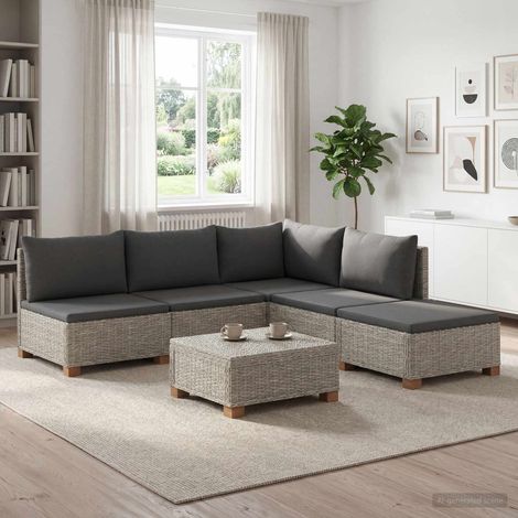 vidaXL 6 uds. Conjunto de Lounge de Ratán con Cojines GENDT Gris Kubu (1/5)