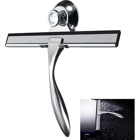 Raclette de Douche en Acier Inoxydable, Vitre Raclette l'eau De ménage Lame en Silicone Raclette Vitre pour Salle De Bain Fenêtre 25 x 17 cm (1/5)