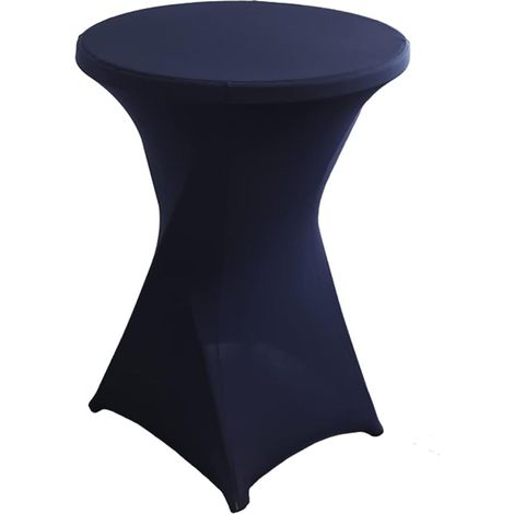 Stretch Nappe Housse Lavable Nappe Mange Debout Ronde Protection pour Bar Table de Banquet de Mariage Table Cocktail Haute de Bistro (Marine, diamètre 60-65 cm) (1/5)