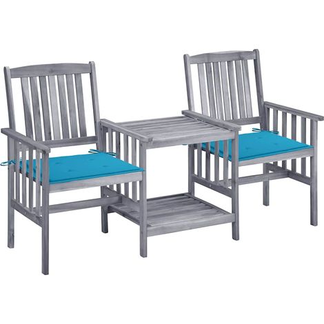 Chaises de jardin avec table à thé-Chaise de terrasse-Chaise d'extérieur et coussins Acacia solide 536392 (1/5)
