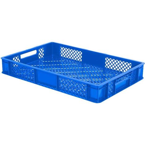 BRB 156 Stück Eurobehälter durchbrochen/Bäckerkiste, LxBxH 600x400x90 mm, PE-HD, lebensmittelecht, Palettenware (blau)