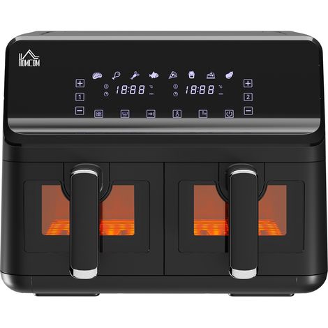 8L Dual Basket Air Fryer, 8-in-1 Air Fryer Oven  Digital Display, Visible, Timer, Preheat for Oil Free Low Fat Cooking, 2500W, Sync Finish, Sliver (1/5)