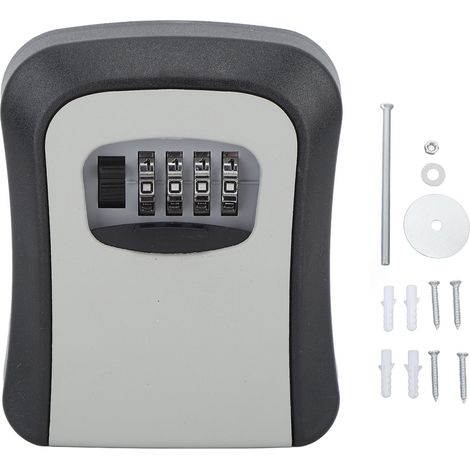 Boîte de serrure à clé ABS et alliage étanche 5 capacités coffre-fort avec protection coulissante pour garage jardin magasin gris Semi (1/5)