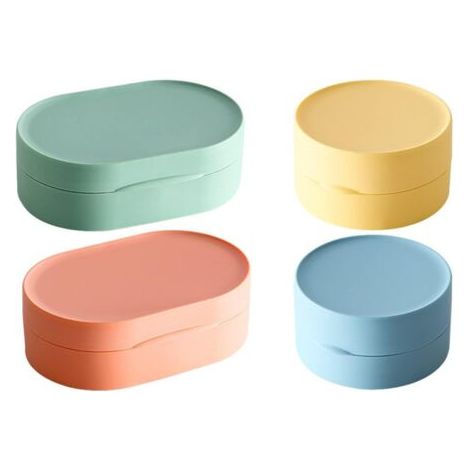 CCYKXA Boite a Savon Voyage 4pièces, Porte Savon Solide Etanche Soap Box pour Randonnée Douche Salle de Bain École Gym (1/5)