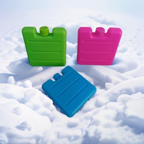 QORVA - 3er-Pack Mini-Kühlakkus 70 ml Kühlblöcke Gefrier-Eiswürfel Farben: Blau Grün Rosa (Kühlakku) (1/5)