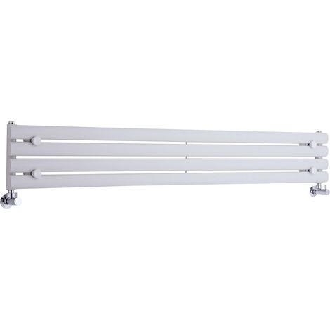 Milano Aruba White Horizontal Single Oval Panel Radiator - 236mm x 1600mm (1/5)