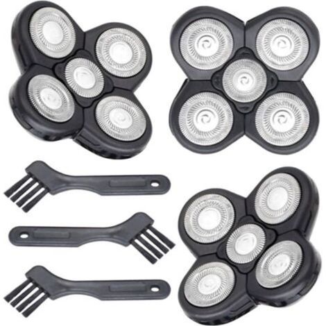 Lot de 3 lames de rechange pour kit de rasage Freedom Head, 5 têtes de rechange pour rasoirs pour hommes chauves, lames de rechange pour rasoirs électriques, 3 brosses (1/4)
