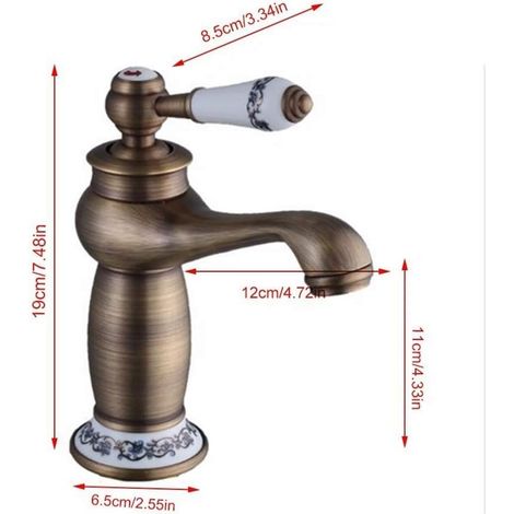 Robinet noir style vintage avec porcelaine – Commande unique compatible lavabo et évier – Élégance rétro (1/5)