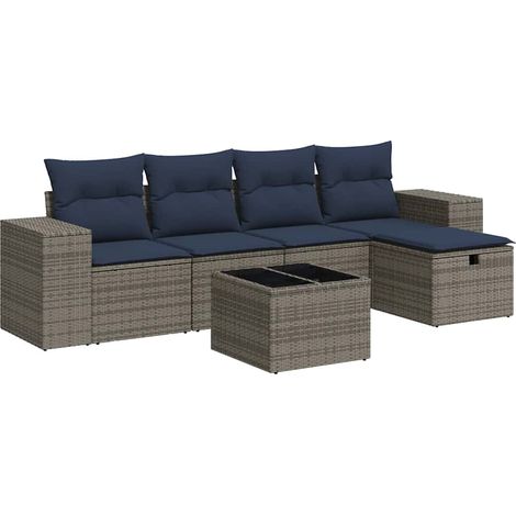 Maison Exclusive - 6-tlg. Garten-Sofagarnitur mit Kissen Grau Pol