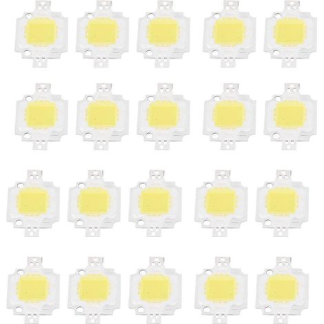 20 puces LED haute puissance 10 W blanc pur 1100 lm ampoule LED SMD alimentation 9-12 V CC (1/5)