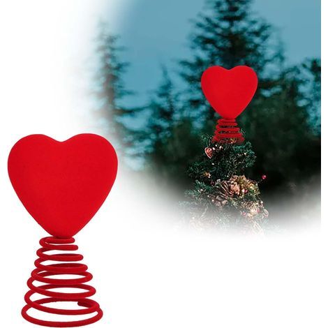 Romantischer Weihnachtsbaumspitzen-Anhänger zum Valentinstag in Form eines roten, glitzernden Herzens - 22 cm - Heimdekoration (C) (1/5)