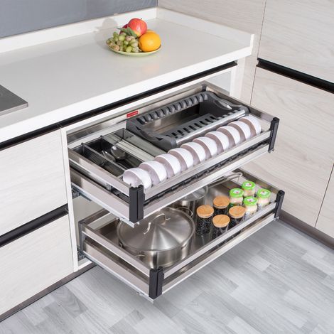 Stainless Steel 51.4cm Cabinet Pull Out Basket (1/5)