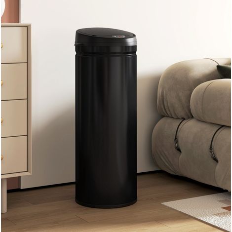 Sensor-Mülleimer 50 L Edelstahl Schwarz Soft-Close OKMYHOME (1/4)