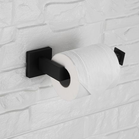 Schwarzer, wandmontierter Toilettenpapierhalter mit Ablagefach fürs Badezimmer