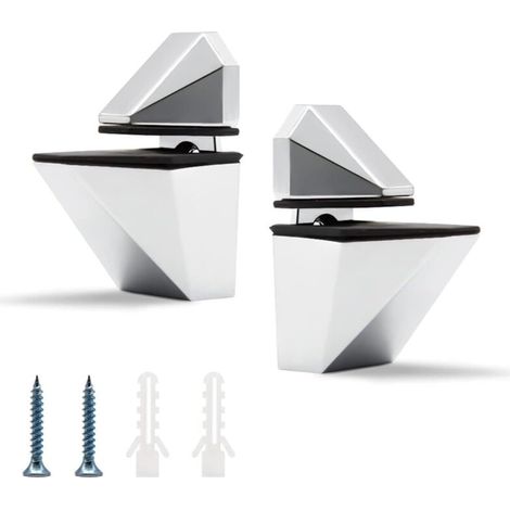 Ensemble de deux clips en verre, support d'étagère en verre réglable, clip pour miroir de salle de bain, convient aux étagères de 3 à 20 mm d'épaisseur (argent). (1/4)