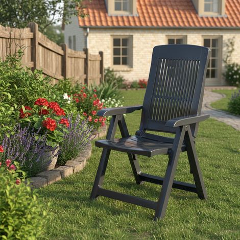 Gartenstuhl Dozier, verstellbar, klappbar, Made in Italy, Mehrfachposition, Anthrazit (1/3)