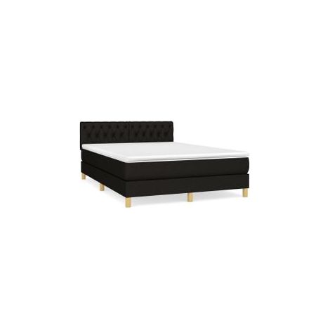 Sommier à lattes de lit avec matelas Noir 140x200 Tissu (1/5)